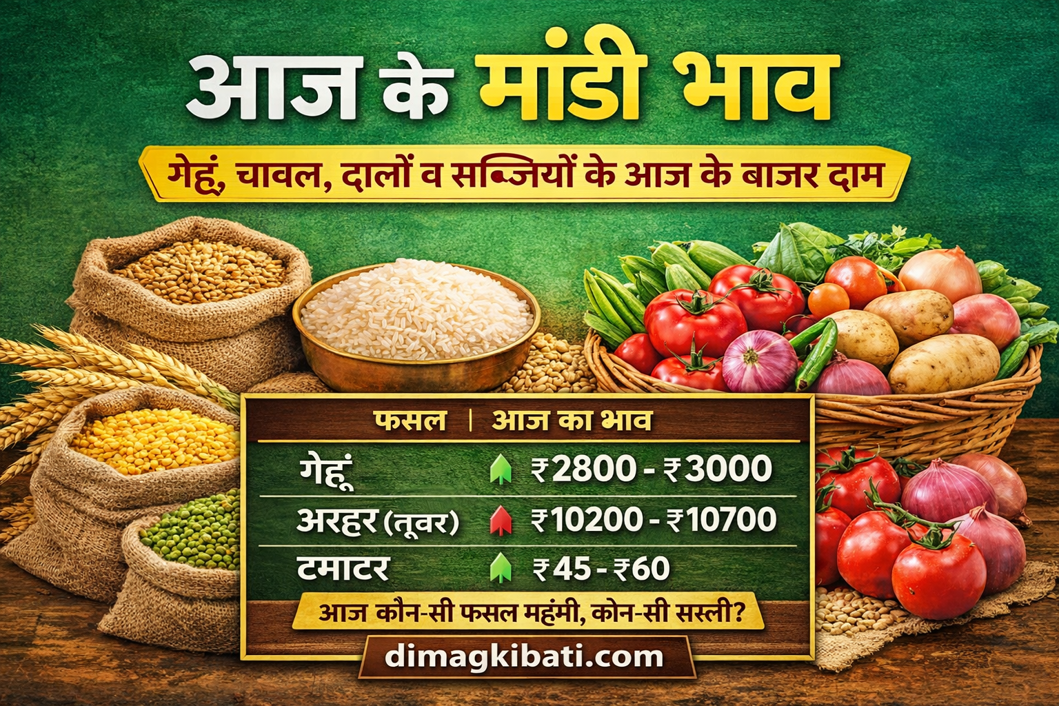 आज का कृषि बाजार भाव इंडेक्स